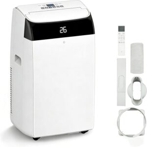 Leises 4-in-1 Mobiles Klimagerät 12000 BTU | Kühlen/Ventilieren/Entfeuchten/Follow-Me | Für Räume Bis 43–51㎡ Abluftschlauch+Digitaldisplay+Fernbedienung+24h-Timer