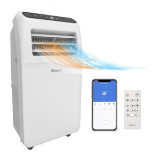 SHINCO Mobile Klimaanlage mit Abluftschlauch, 12000BTU, Kühlung&Heizung&Ventilieren&Entfeuchten, Mobiles Klimagerät mit Fenstermontage-Kit, 24H-Timer, APP, für Räume von etwa 90m³, Weiß
